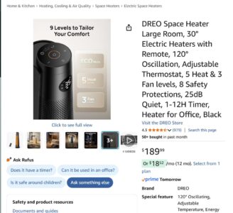DREO Solaris 718 pace Heater