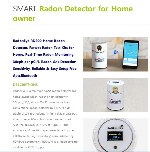 FTLab Continuous Radon Detector, RD200, like new, works.