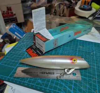 Tomic Plug, 6" Fishing Lure in an old Rapala Box