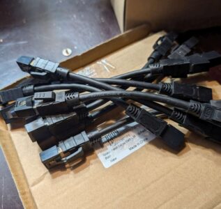 CAT-8 Ethernet Cables, 120mm/0.5" long, black.