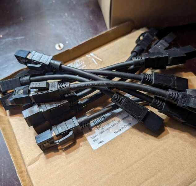 CAT-8 Ethernet Cables, 120mm/0.5" long, black.