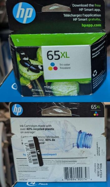 HP 65XL Ink Cartridges (Cyan, Magenta, Yellow)