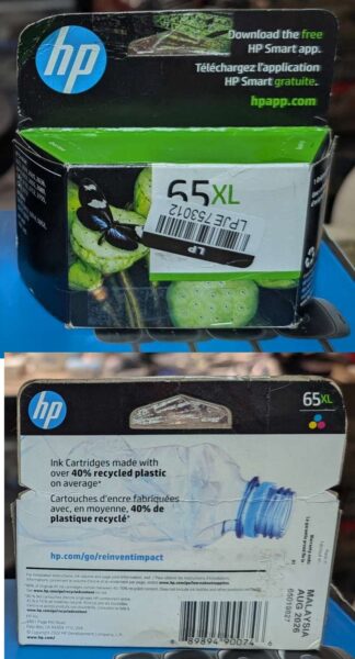 HP 65XL Ink Cartridges (Cyan, Magenta, Yellow)