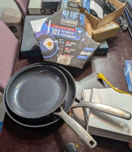 Blue Diamond Ceramic Pans, 9.5" & 11", Used.