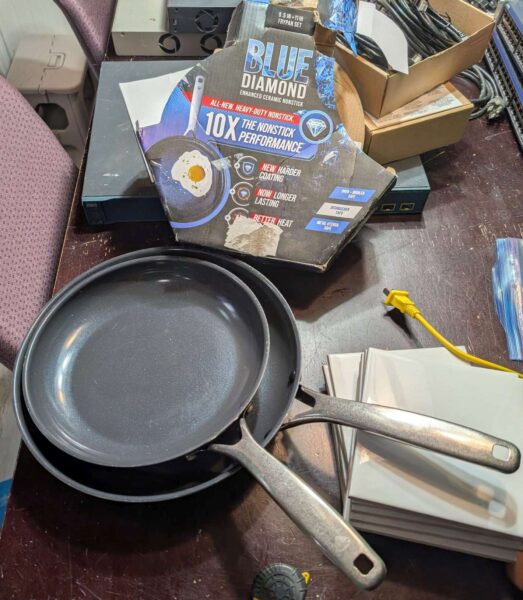 Blue Diamond Ceramic Pans, 9.5" & 11", Used.