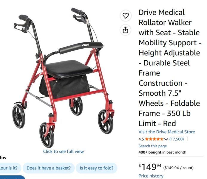 Disability Rollator Walker with Seat, used, working.