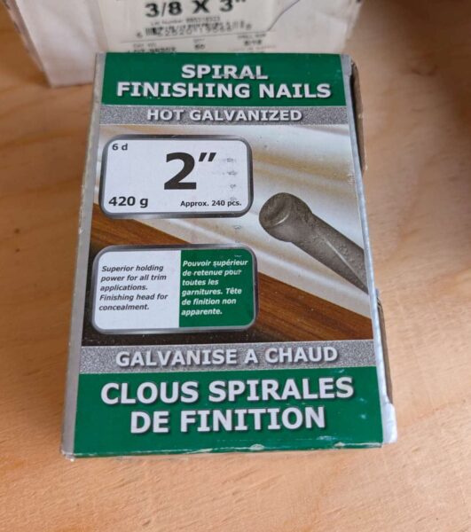 Spiral Finishing Nails, 2", unopened box ~240 pcs