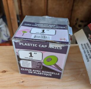 Plastic Cap Nails, 1", ~1/3rd of box of 250