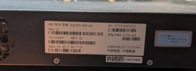Juniper Networks EX2200-48P-4G Ethernet Switch, REV D, used