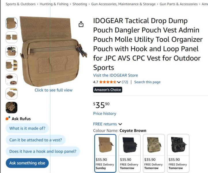 MOLLE Dangler Pouch, Brown, New