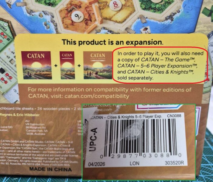 CATAN Cities & Knights 5-6 Player Expansion, open, new