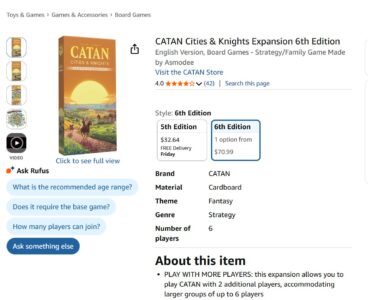 CATAN Cities & Knights 5-6 Player Expansion, open, new