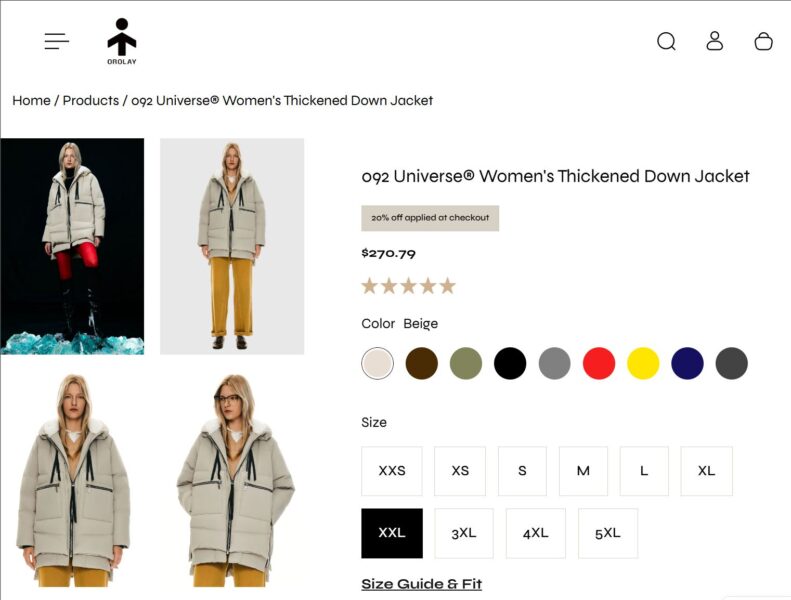 Women's Thickened Down Jacket, Beige, XXL, appears new.